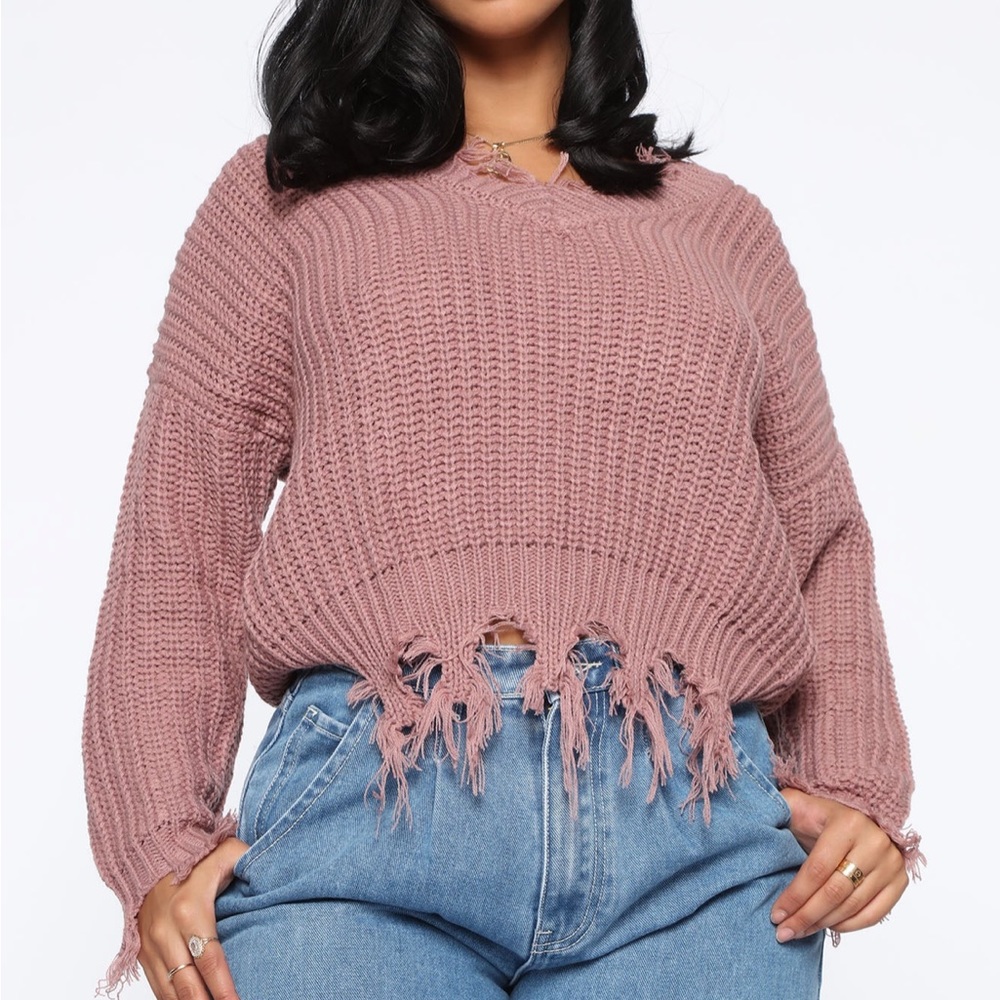 Mauve distressed sweater